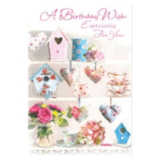 BIRTHDAY CARDS,6's Bird Houses & Floral