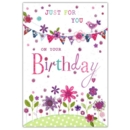BIRTHDAY CARDS,6's Bunting Flowers
