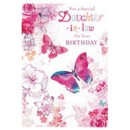 BIRTHDAY CARDS,Daught. in Law 6's Floral Butterflies
