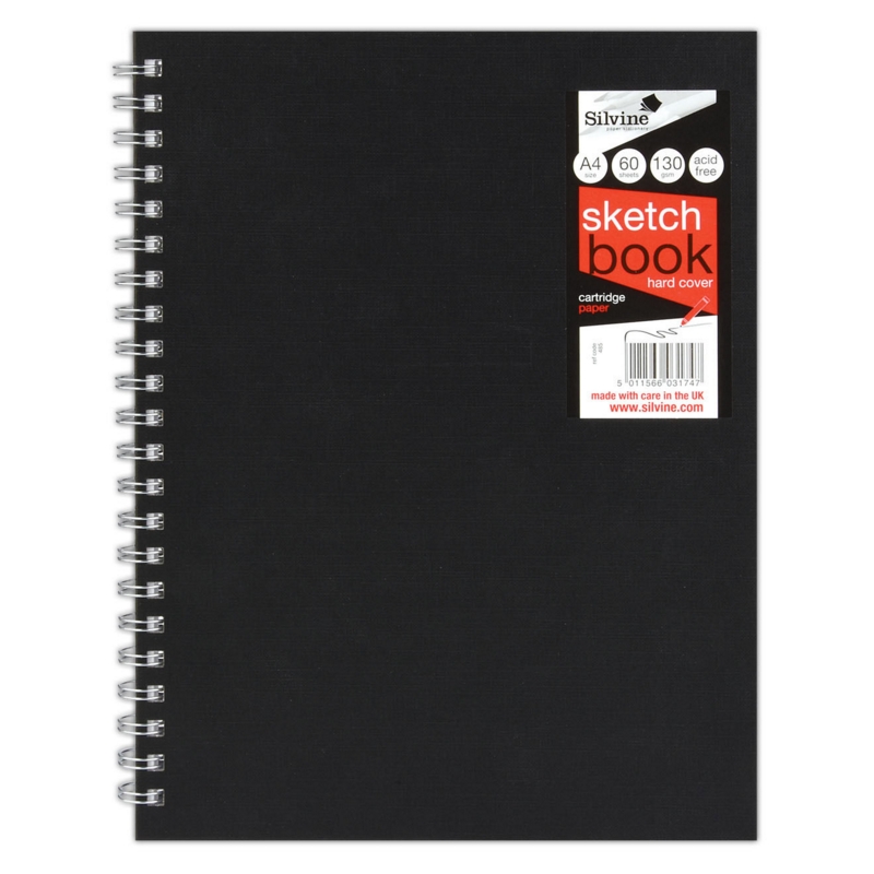 SKETCH BOOK,Twin Wire 130gsm A4 Hard Cover 60lv