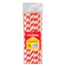 DRINKING STRAWS,Striped, Paper, Red & White 30's H/pk