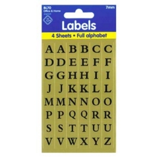 LABELS,Black Vinyl Numbers on Gold Background 7mm