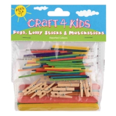 CRAFT 4 KIDS,Pegs, Lollies & Matchsticks Assorted H/pk CK05
