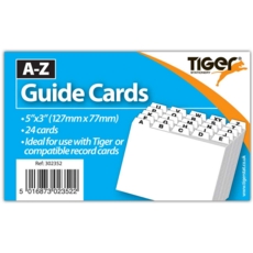 GUIDE CARDS,A-Z,White 5x3in/127 x 77mm 24's