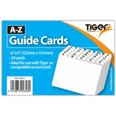 GUIDE CARDS,A-Z White 6x4in/150x100mm 24's