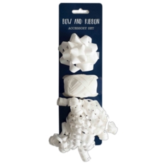 RIBBON & BOW SET,White (3 Piece)