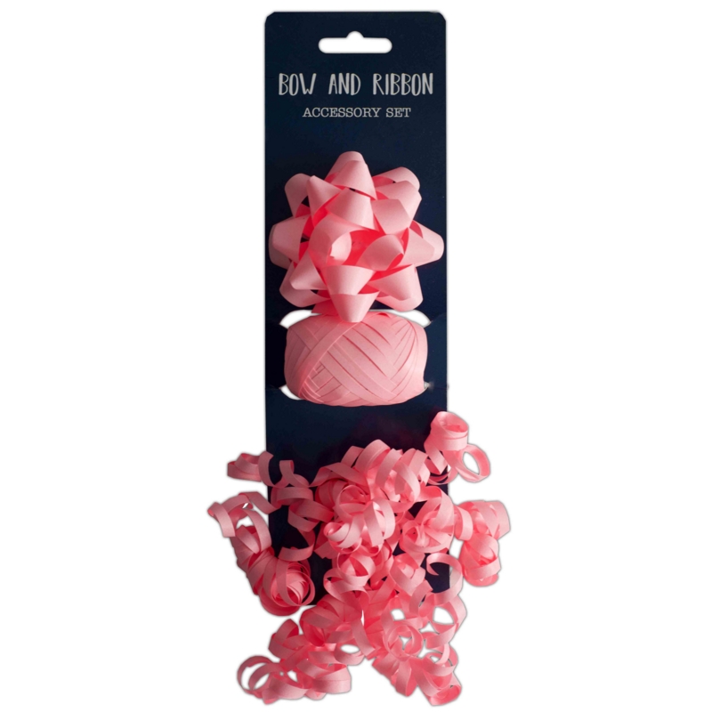 RIBBON & BOW SET,Light Pink (3 Piece)