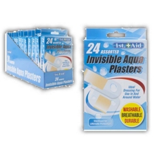 PLASTERS INVISIBLE AQUA 24's Washable, Breathable H/pk CDU