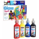 GLASS PAINTS, 4 x 22ml Asst. Colours, Fast Drying,H/pk Box.