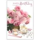 BIRTHDAY CARDS,6's Pink Floral arrangement.