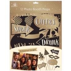 PHOTO BOOTH PROPS,New Year 12 Assorted (Was 2.99)