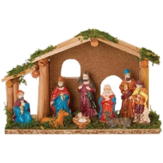 ORNAMENT,Wooden Nativity Set 10 Piece 25cm (Was 24.99)