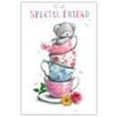 GREETING CARDS, For a Friend 6's Teddy in Tea Cups