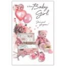 GREETING CARDS,Baby Girl 6's Teddy Bear & Balloons