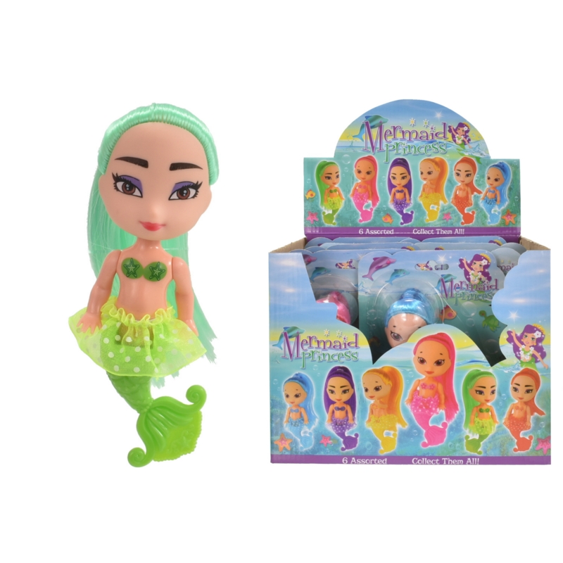 MERMAID PRINCESS,6 Assorted 13cm I/cd CDU