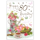GREETING CARDS,Age 80 6's Floral Watering Can
