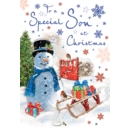 XMAS CARDS,Son 6's Snowman & Sledge