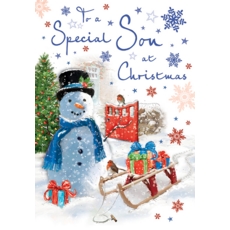 XMAS CARDS,Son 6's Snowman & Sledge