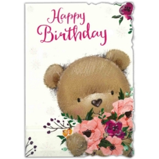 BIRTHDAY CARDS, 6's Floral Teddy Bear (Was 1.15)