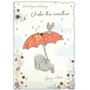 GREETING CARDS,Get Well 6's Bunny, Mouse & Umbrella, Cute