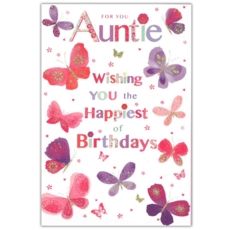 BIRTHDAY CARDS,Auntie 6's Butterflies