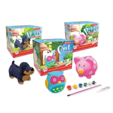 MONEY BOX PAINT YOUR OWN Doggy, Piggy, Owl. Asst. Bxd