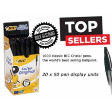 BALL PEN,Cristal Black Medium (Bic) (Carton Price,20 x 50pc)