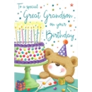 BIRTHDAY CARDS,Great Grandson 6's Teddy & Cake (Was 1.89)