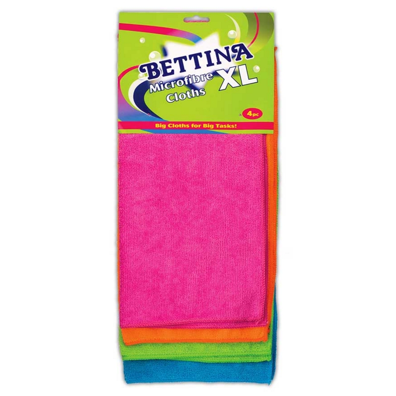 MICROFIBRE CLOTHS, XL 4pc 35x35cm Asst Col H/pk     B433