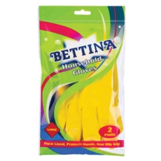 RUBBER GLOVES,Household Large 2 Pairs H/pk        B346