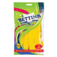 RUBBER GLOVES,Household Medium 2 Pairs H/pk       B345