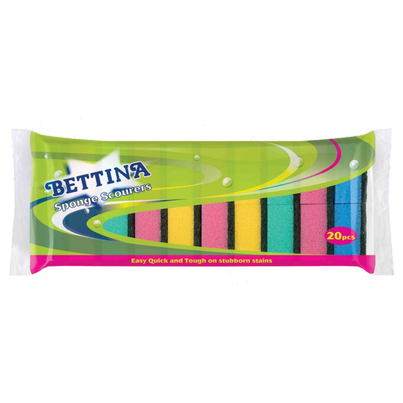 SPONGE SCOURERS 16pc Assorted Colours                 B17316