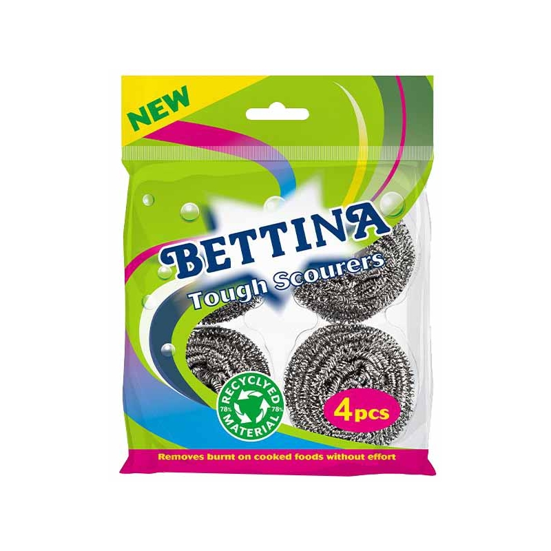 TOUGH SCOURERS, 4pc Stainless Steel, H/pk.   B2224