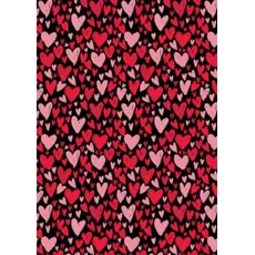 GIFT WRAP,Hearts on Black Background
