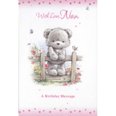 BIRTHDAY CARDS,Nan 12's Teddy Bear on Fence (Was 0.81)