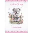BIRTHDAY CARDS,Niece 12's Teddy Bear on Fence (Was 0.81)