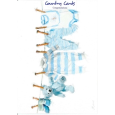 GREETING CARDS,Blank Baby Washing Line (Blue) 6's