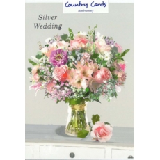 GREETING CARDS,Silver Anni. Floral 6's