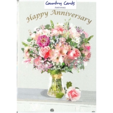 ANNIVERSARY CARDS,Happy 6's Vase Of Flowers