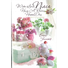 BIRTHDAY CARDS,Niece 6's Floral Vases (Was 1.10)