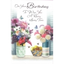 GREETING CARDS,Birthday 6's Floral Vases (Was 1.10)