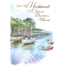 BIRTHDAY CARDS,Husband 6's Boats on River (Was £0.87)