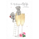 GREETING CARDS,Wife Anni.6's Teddies & Champagne Flutes