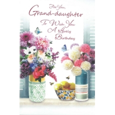 BIRTHDAY CARDS,Granddaughter Floral Vases (Was 1.10)