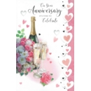 GREETING CARDS,Your Anni.6's Floral Champagne Flutes