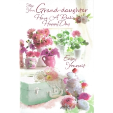 BIRTHDAY CARDS,Granddaughter Floral Vases (Was 1.10)
