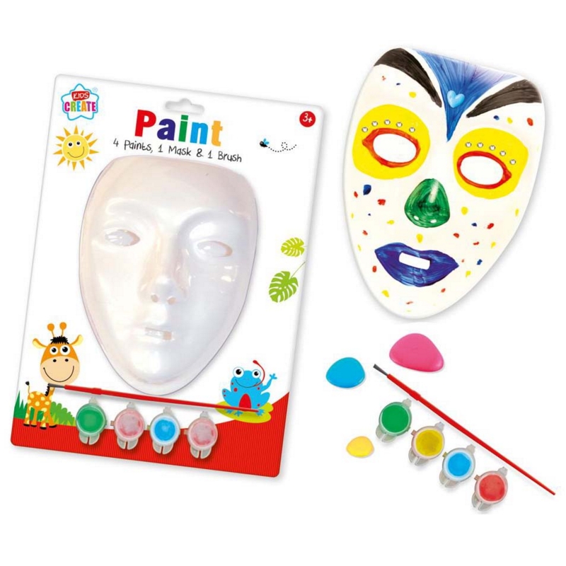 PAINT YOUR OWN MASK, 4 Paints And Brush inc. H/pk(Was £2.75)