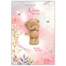 BIRTHDAY CARDS,Nan 12's Floral Teddy Bear (Was 0.85)