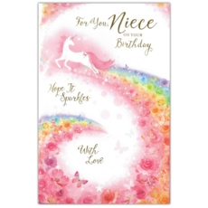 BIRTHDAY CARDS,Niece 6's Floral Unicorn (Was 1.25)