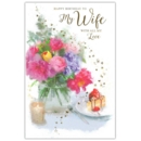 BIRTHDAY CARDS,Wife 6's Vase & Candle(Was 1.25)